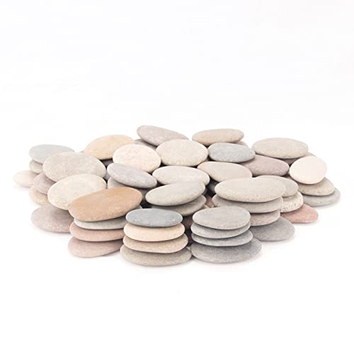[About 91 PCS - 106 PCS](18.3 Pounds) River Rocks, Flat Rocks, 2.27"-3.56"Painting Rocks, Craft Rocks, DIY Rocks, Painting Stones BLQH