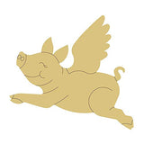 Flying Pig Design by Lines Cutout Unfinished Wood Animal Kids Room Coloring Book Door Hanger MDF Shape Canvas Style 1 Art 1 (24") Diverse Woodworking