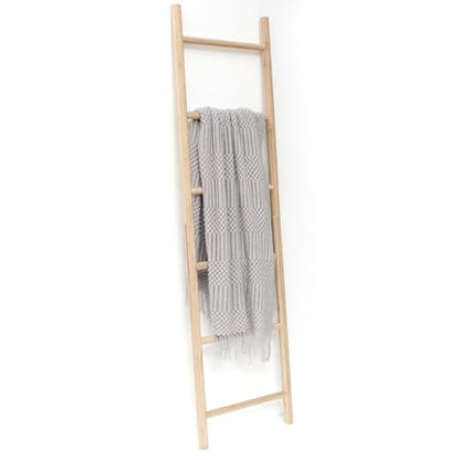 FUIN Fully Assembled 6ft Bamboo Blanket Ladders Living Room Wood Decorative Wall Leaning Farmhouse Quilt Display Holder Rustic Wooden Towel Rack for