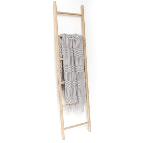 FUIN Fully Assembled 6ft Bamboo Blanket Ladders Living Room Wood Decorative Wall Leaning Farmhouse Quilt Display Holder Rustic Wooden Towel Rack for - WoodArtSupply