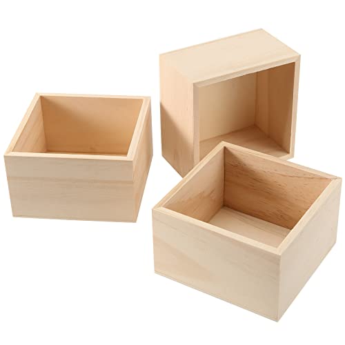 SINJEUN 12 Pack 4" x 4" Rustic Wooden Box Unfinished Small Wooden Box Wood Square Organizer Container for Crafts, Storage, Home Decor, Centerpiece, SINJEUN