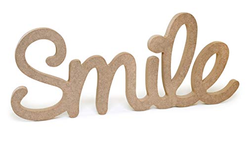 "Smile" Wood Word Decor Unfinished Letters Hanging Sign - 12 x 4.5 Inches