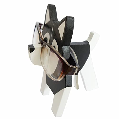 Red Dollar Handmade Wood Carved Animal Eyeglass Holder, Sunglasses Display Stand, Nightstand Home Office Desk Decor, Christmas Holiday New Year Red Dollar