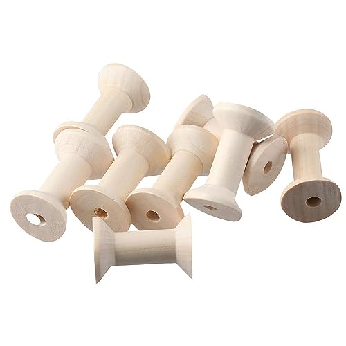 Uniquer 20Pcs Wooden Empty Thread Spools,Splinter- Free Unfinished Wood Spools Natural Wire Weaving Bobbins for Embroidery and Sewing Machines - WoodArtSupply