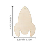 Rocket Wooden Outer Space Wood with Twines Art Unfinished Ornaments for Wedding Birthday Theme of Universe Party Decoration 20Pcs Zontween