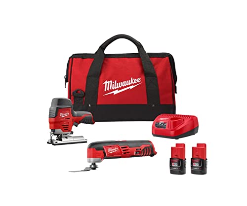 Milwaukee M12 12-Volt Lithium-Ion Cordless Jigsaw and Oscillating Multi-Tool Kit with Two 1.5Ah Batteries, Charger and Tool Bag Milwaukee