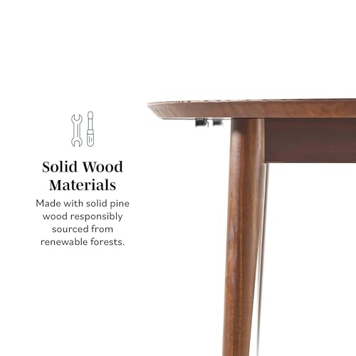 Walker Edison Mid Century Solid Wood Oval Extension Dining Table with Hairpin Legs and Removable Leaf, 60 Inch, Walnut Walker Edison