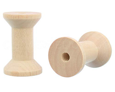 CleverDelights 1 3/4" x 1 1/8" Wood Spools - 100 Pack - Empty Craft Spools