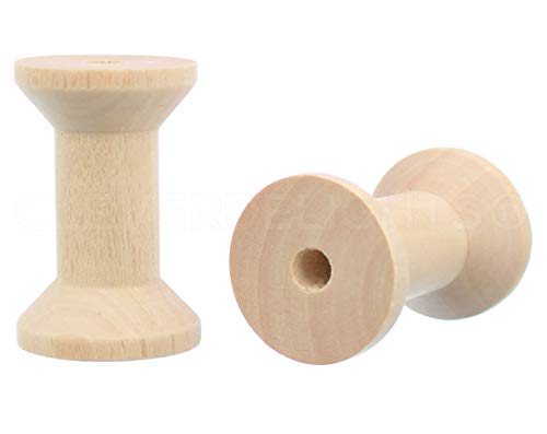 CleverDelights 1 3/4" x 1 1/8" Wood Spools - 25 Pack - Empty Craft Spools CleverDelights