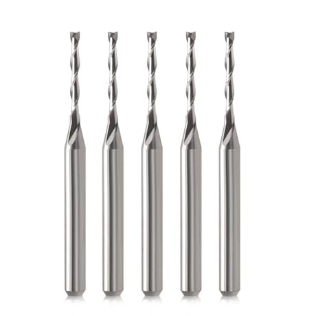 CNC Router Bits 1/8" Shank CNC Bit End Mill 1/16" Cutting Dia Flat Nose Carbide Endmill Two Flute Spiral Upcut Milling Cutter Tool Set for Wood PVC HOZLY