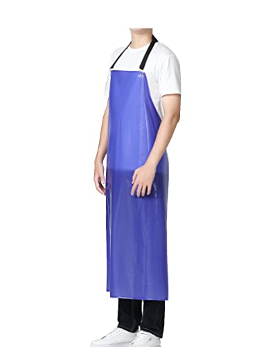 Jaspfct Waterproof Plastic Aprons - Chemical Resistant Work Apron,best for Kitchen, Cooking, Cleanning,Dog Bather,Dishwasher MD006-Bluethick Jaspfct
