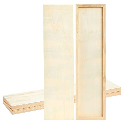 4 Pack Unfinished Wood Panels for Painting, DIY, Arts and Crafts, Deep Cradle Boards, 6x23 Inch Wood Canvas, Blank Wooden Sign for Wall, Home, Bright Creations