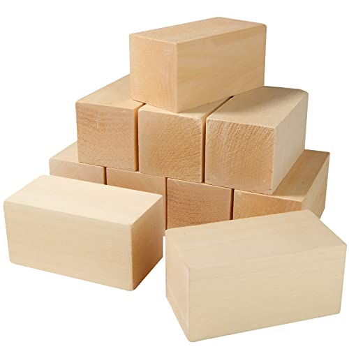 ABuff 10 Pack Basswood Carving Blocks 4 X 2 X 2 Inch Wood Blocks for Carving, Basswood for Wood Carving Wood, Unfinished Wood Blocks for Beginner ABuff