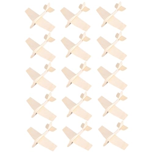 Vaguelly 15pcs Blank Wood Aircraft Toys DIY Wooden Plane Wooden Airplane Puzzle DIY Blank Wooden Airplane Unfinished Wood Airplanes Unpainted Wood Vaguelly