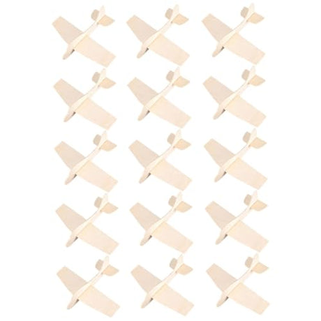 Vaguelly 15pcs Blank Wood Aircraft Toys DIY Wooden Plane Wooden Airplane Puzzle DIY Blank Wooden Airplane Unfinished Wood Airplanes Unpainted Wood Vaguelly