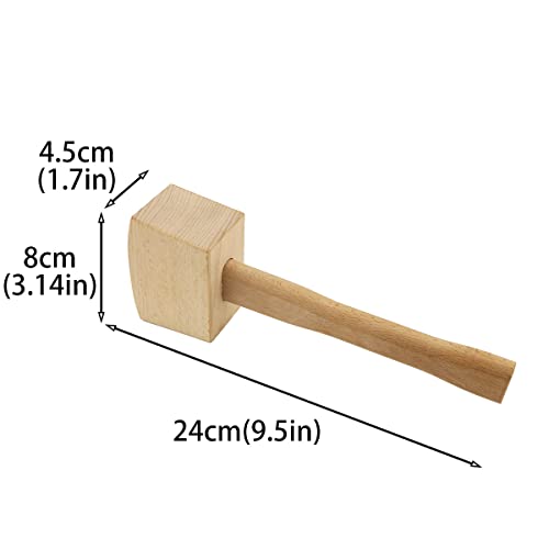 DGHAOP Wooden Mallet Solid Beech Carpenter Wood Hammer Handle Smooth Surface Leathercraft and Woodworking Tool - WoodArtSupply