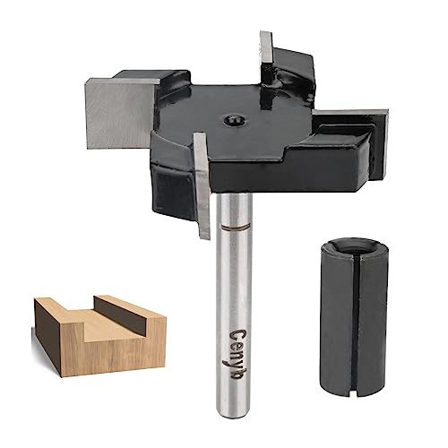 CENYB CNC Spoilboard Surfacing Router Bits,4 Teeth 1/4 inch Shank 2 inch Cutting Dia with Router Collet for Woodworking Tools - WoodArtSupply