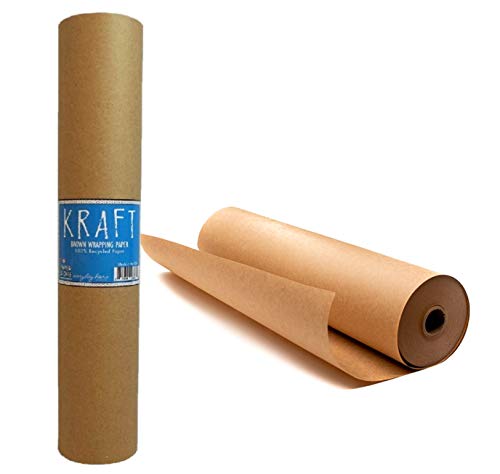 Kraft Brown Wrapping Paper Roll 48" x 1,800" (150 ft) – 100% Recyclable Craft Construction and Packing Paper for Use in Moving, Bulletin Board - WoodArtSupply