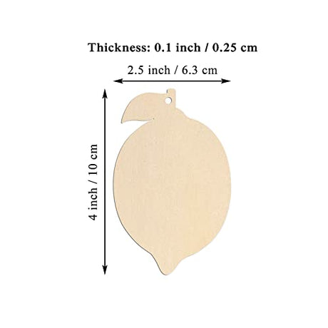 20pcs Lemon Shaped Wood Cutouts DIY Craft Cute Lemon Unfinished Wood Gift Tags Ornaments for Wedding Birthday Lemon Theme Party Decoration JANOU