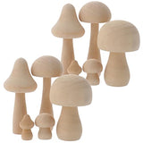 Veemoon 10pcs Wooden Mushroom Natural Unfinished Mushrooms Plain Unpainted Wood Mushroom Figures Mini Mushrooms for Arts and Crafts Projects Veemoon