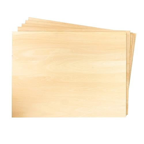 5 Pack Unfinished Basswood Sheet 12x16x3/16 Inch Thick Plywood Board Wooden Rectangle Panels for Lasercuting Burning DIY Crafts Cregugua