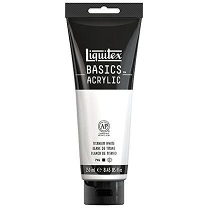 Liquitex BASICS Acrylic Paint, 250ml Tube, Titanium White, 8.45 Fl Oz (Pack of 1) - WoodArtSupply