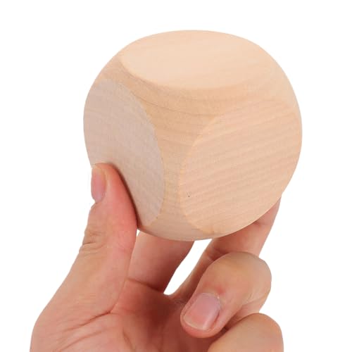 TEHAUX Unfinished Wood Dice, 3pcs 57mm Small Wooden Cubes 6 Sided Wood Cubes with Rounded Corners for Classroom Board Games DIY Sticker Math Counting TEHAUX
