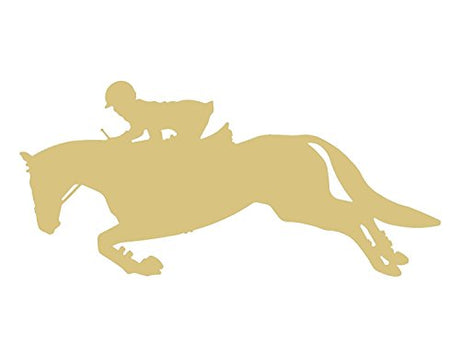 Jumping Horse with Rider Cutout Unfinished Wood Home Decor Derby Horse Arena Horse Riding MDF Shaped Canvas Style 1 Diverse Woodworking