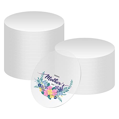 50PCS Clear Circle Acrylic, 4 Inch Acrylic Circle Blanks Round Sheet Disc for Milestone Markers, Name Cards, Cricut Cutting and Engraving, Painting Thrseely