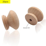 Cangder 20Pcs Wood Dresser Knobs, Unfinished Mushroom Shape Wooden Furniture Cabinet Knobs Single Handle Pulls with Screws (Diameter :1.34 inches, Cangder