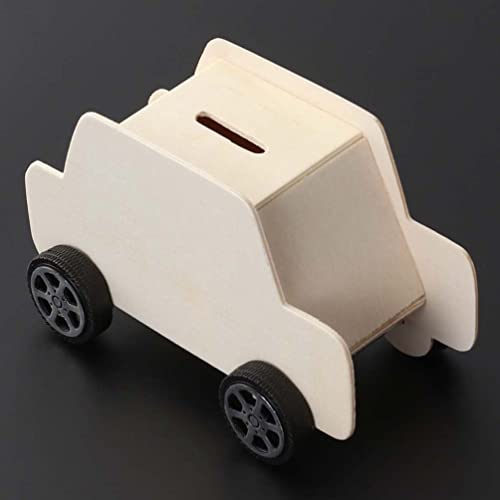 STOBOK 6Pcs DIY Unfinished Wooden Piggy Bank Car Shaped Wood Coin Bank Wood Change Box Paint Decorate Assembly Box Craft Kits for Kids Adult Gift - WoodArtSupply