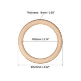 uxcell 1Pcs 125mm(5-inch) Natural Wood Rings, 15mm Thick Smooth Unfinished Wooden Circles for DIY Crafting, Knitting, Macrame, Pendant uxcell