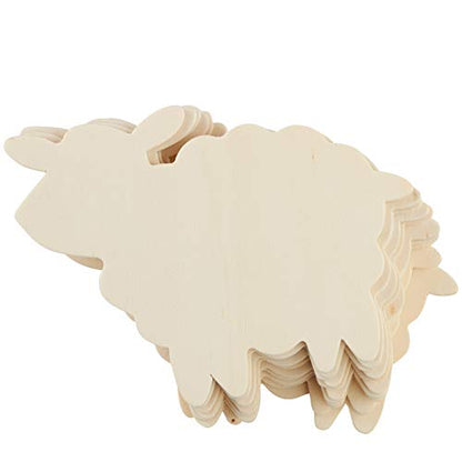 Pack of 24 Unfinished Wooden Sheep Cutouts - Baby Lamb Blank Wood Cutouts Ready for DIY Kids Crafts Religious VBS and Sunday School Activities from