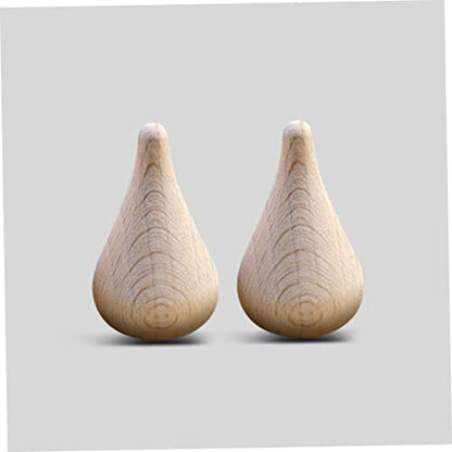 SEWACC 8pcs Wooden Water Drop Colorful Decor Miniature Dolls Natural Wood Decor Wooden Teardrop Shape Unfinished Wooden Peg Blank Wood for Crafts