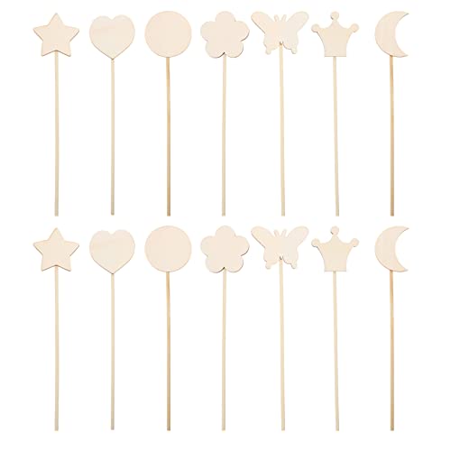 Kisangel 14pcs Handmade Wand Moon Wand Unfinished Wand Unfinished Fairy Wands Fairy Stick DIY Fairy Wand Wooden Fairy Wand Graffiti Toy for Kids Kisangel