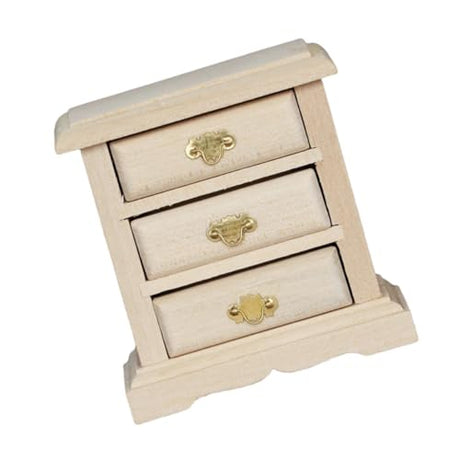 ibasenice 1pc Bedside Table Model Mini End Table Dollhouse Bedroom Unfinished Nightstand Dollhouse Dressing Table Miniature Furniture Wood Night ibasenice