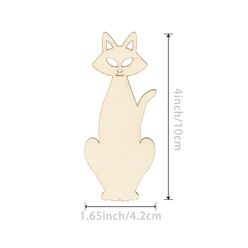 Unfinished Halloween Cat Wood Cat Shaped DIY Wood Halloween Blank Wood with Twines Art Unfinished Ornaments for Halloween Christmas Wedding Birthday Zontween