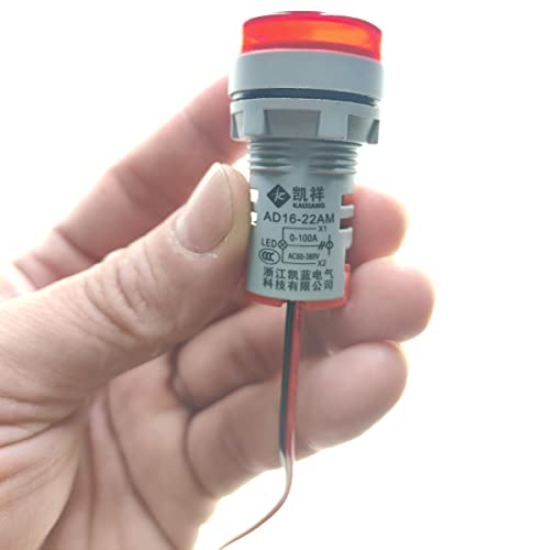 Szliyands 3pcs Digital Display AC Current Indicator, 22mm Round Head LED Current Tester 0~100A Ammeter Monitor (Red) Szliyands
