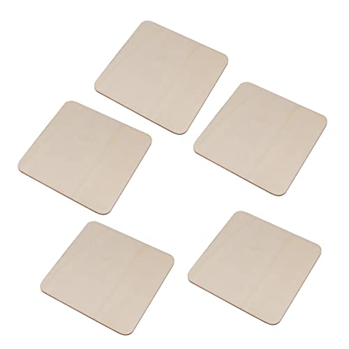 NOLITOY 5pcs Pieces Wood Pieces Plywood Sheet DIY Crafts Unfinished Wooden Piece DIY Wood Piece Square Wood Slice Wood Chips Decorate Bamboo Square