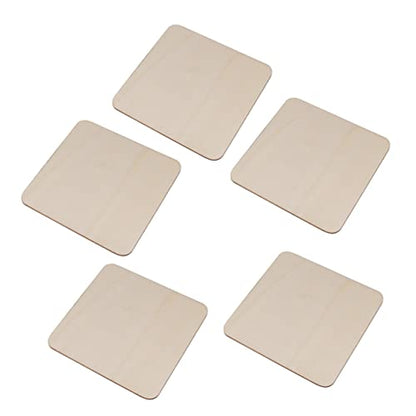 NOLITOY 5pcs Pieces Wood Pieces Plywood Sheet DIY Crafts Unfinished Wooden Piece DIY Wood Piece Square Wood Slice Wood Chips Decorate Bamboo Square