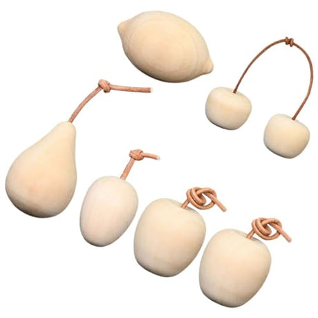 SEWACC 6pcs Unfinished Wood Fruits Wooden Fruit Shapes Pear Lemon Apples Cherry Wooden Cutout Wood Pieces for Wooden Craft DIY Projects Gift Tags SEWACC