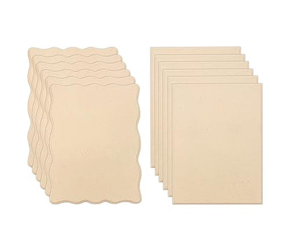 12 Pack Unfinished Wooden Plaques 8"x6"-0.25 Inch Thick Beveled MDF Wood Sign for Burning DIY Crafts (6 Pieces Each,2 Shapes)