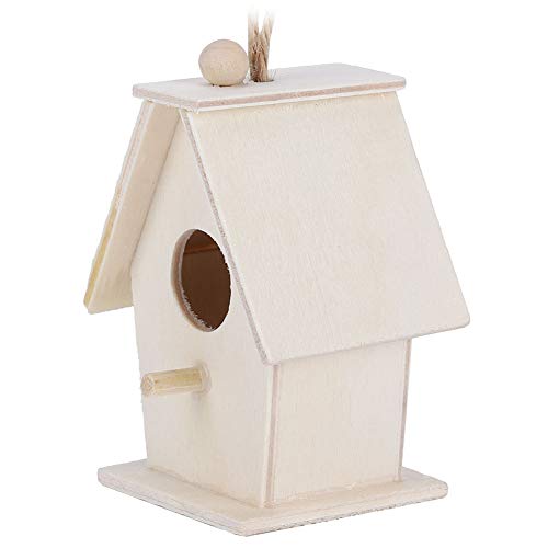 Wooden Bird House, 4Pcs Mini Hanging Birdhouse Nesting Box Natural Unfinished Wood Bird Nests for Outdoor Garden Courtyard Decoration