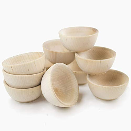 Chica and Jo Set of 50 Small Unfinished Wooden Bowls - Pinch Bowls, Condiment Cups, Salt Cellars (50) Chica and Jo