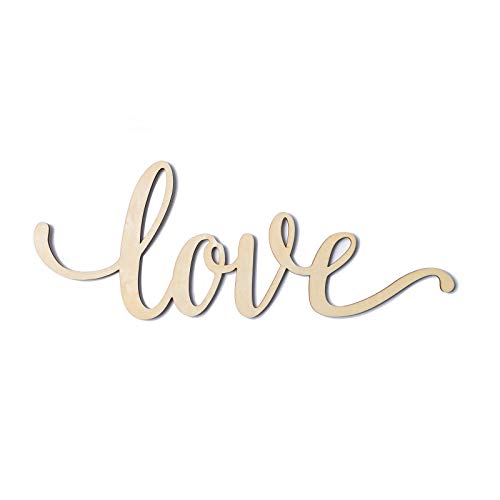 Love Wooden Sign 2Pack Cutout Love Wood Letter Hanging Decorative DIY Words Sign Door for Home Shop Hotel Lamantery