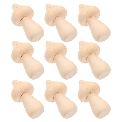 COHEALI 10pcs Wooden Mushroom Balnk Mushroom Model Unfinished Wood Toy Wooden Peg Dolls Unpainted Wood Figures Mushroom Toys Dining Table Decor