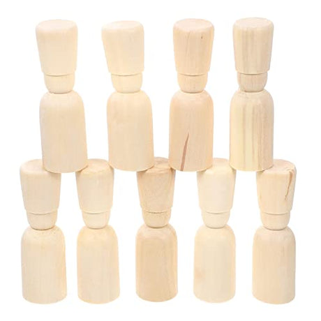 Ciieeo 20pcs DIY Painted Puppet Wooden Nutcracker DIY Unfinished People Wooden Unfinished Wooden Peg Dolls Wood peg Doll with hat Kids Dolls Wooden Ciieeo