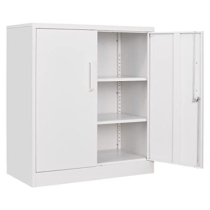 SISESOL Steel Storage Cabinet Office Cabinet with Shelves and 2 Doors, Metal Storage Cabinet Locking Steel Storage Cabinet,Locker Steel Counter