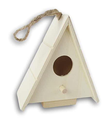 Birdhouse Miniature Wood for Dollhouses, Displays, Crafting, & DIY - 4.25 Inches Tall (Sloped Roof) - WoodArtSupply