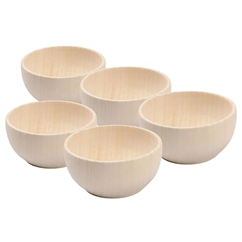 VILLFUL 5 Pcs Wooden Bowl Wooden Decor Mini Candle Decor Unpainted Wood Bowls Acorns Counting Sorting Kit Tiny Bowls Wooden Bowls for Drawing Wood - WoodArtSupply